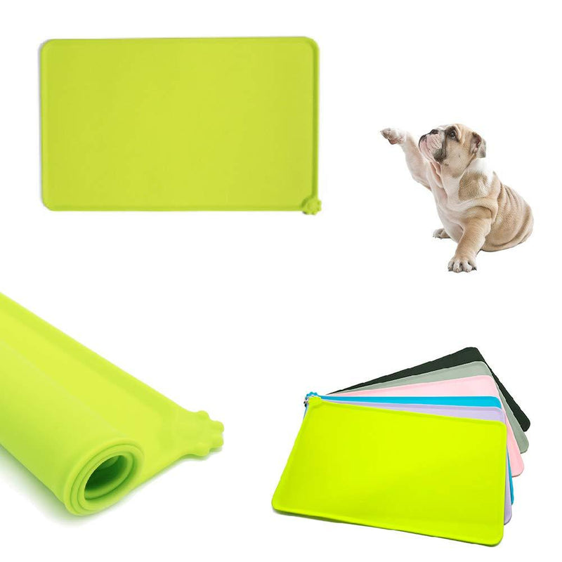 Kismaple Cat Dog Feeding Mat Silicone Waterproof Mat Feeding Tray for Dogs Cats Rabbit Bunny Water Food Bowl Mat Non-slip Placemat (Green) Green - PawsPlanet Australia