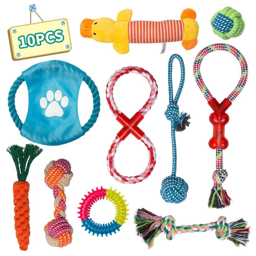 Labeol Dog Toys Puppy Toys from 8 Weeks Puppy Chew Toys Natural Cotton Interactive 10Pcs Dog Rope Toys Indestructible Tough Puppy Chew Toys for Small Puppy Strong Dogs - PawsPlanet Australia