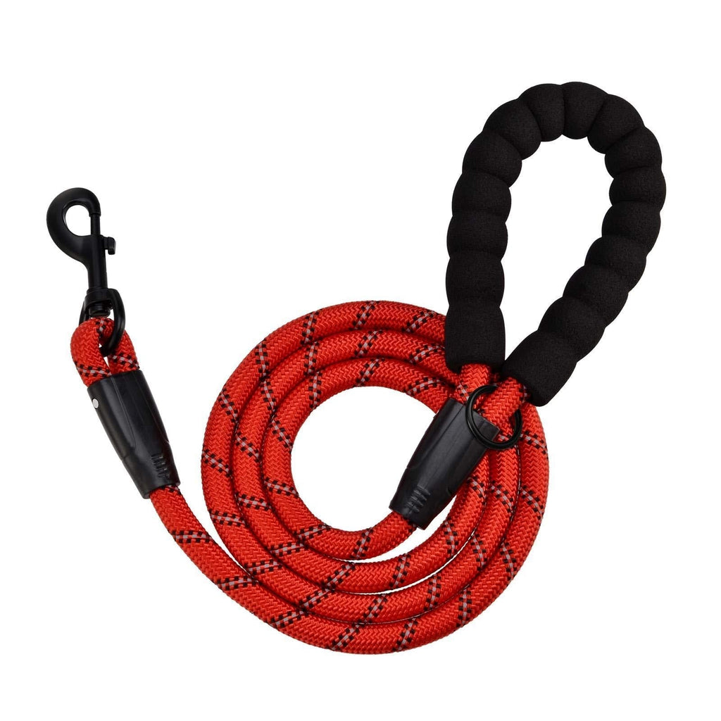 Anbeer 5 FT Strong Dog Lead with Soft Padded Handle and High Reflective Threads, Durable Pet Leash for Medium Large Dogs (Red) Red - PawsPlanet Australia