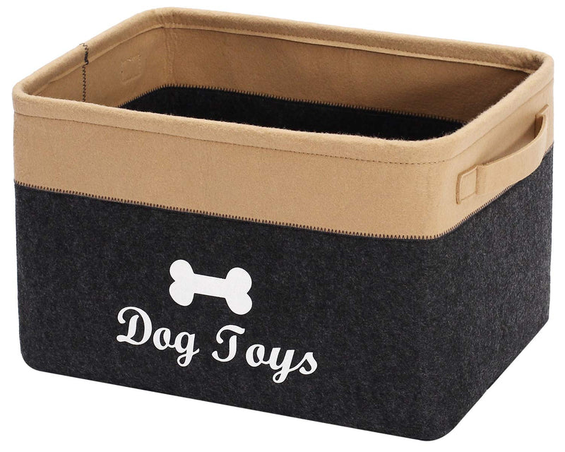 Xbopetda Fiber Felt Dog Storage Basket, Pet Toy and Accessory Storage Bin, Pet Bed, Pet Toy Box - Perfect for Organizing Dog Toys/Clothes/Blankets/Treats-Dark Grey/Khaki Dark Grey/Khaki - PawsPlanet Australia