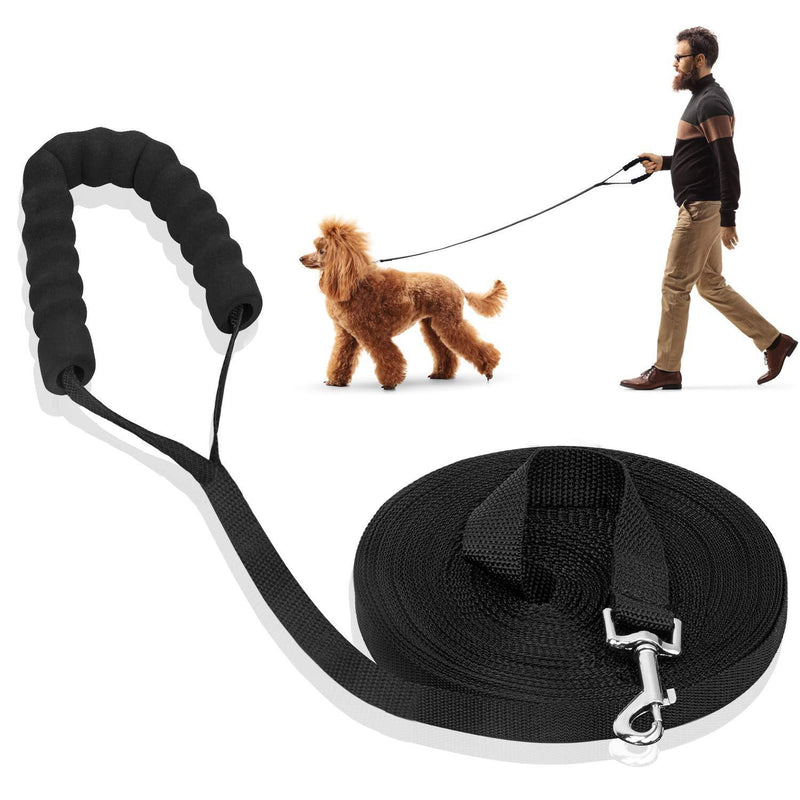 LITSPOT Dog Training Lead,30M Training Leash with Handle Long Dog Leads for Training Backyard Play Strong Nylon lead with all Metal Components 30M with handle Black - PawsPlanet Australia