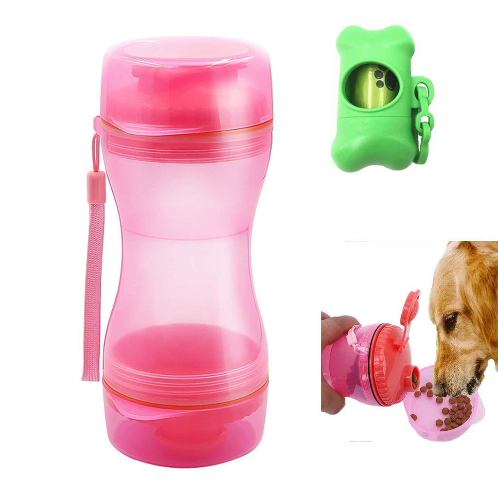 GOTONE Dog Water Food Bottle for Walking Travelling Hiking Camping, 2-In-1 Portable Pet Food Container Outdoor Travel Water Dispenser Leak Proof Cup for Cat Puppy and Dog Bag Dispenser with Waste Bags - PawsPlanet Australia