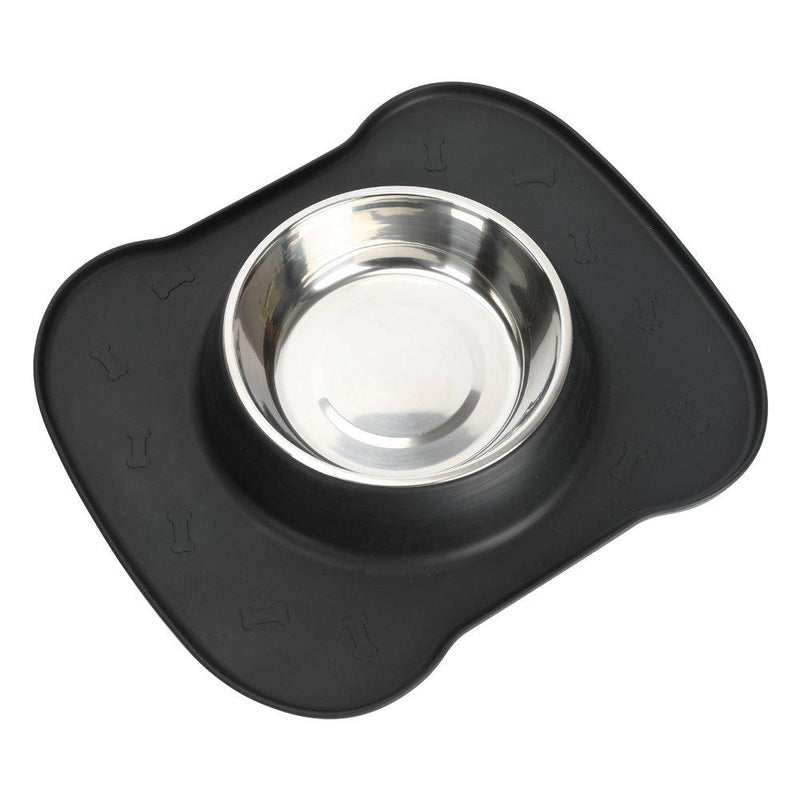 Dog Bowl Single Stainless Steel Pet Food & Water Bowl 680 ML (L, Black) - PawsPlanet Australia