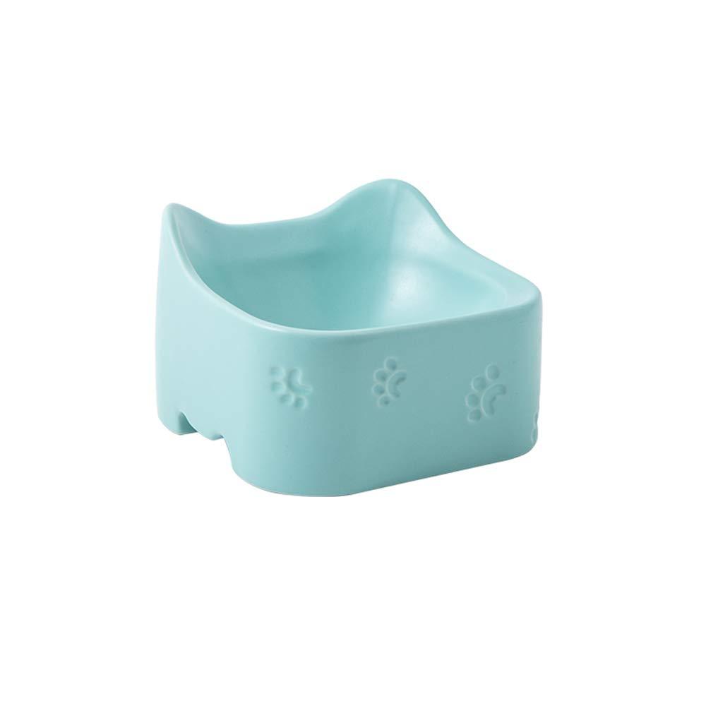 HCHLQLZ Blue Ceramic Cat Bowl,Raised Cat Food Bowls Tilted Elevated Cat Bowl,Ceramic Pet Food Bowl for Flat-Faced Cats,Small Dogs,Protect Pet's Spine,Dishwasher Safe - PawsPlanet Australia