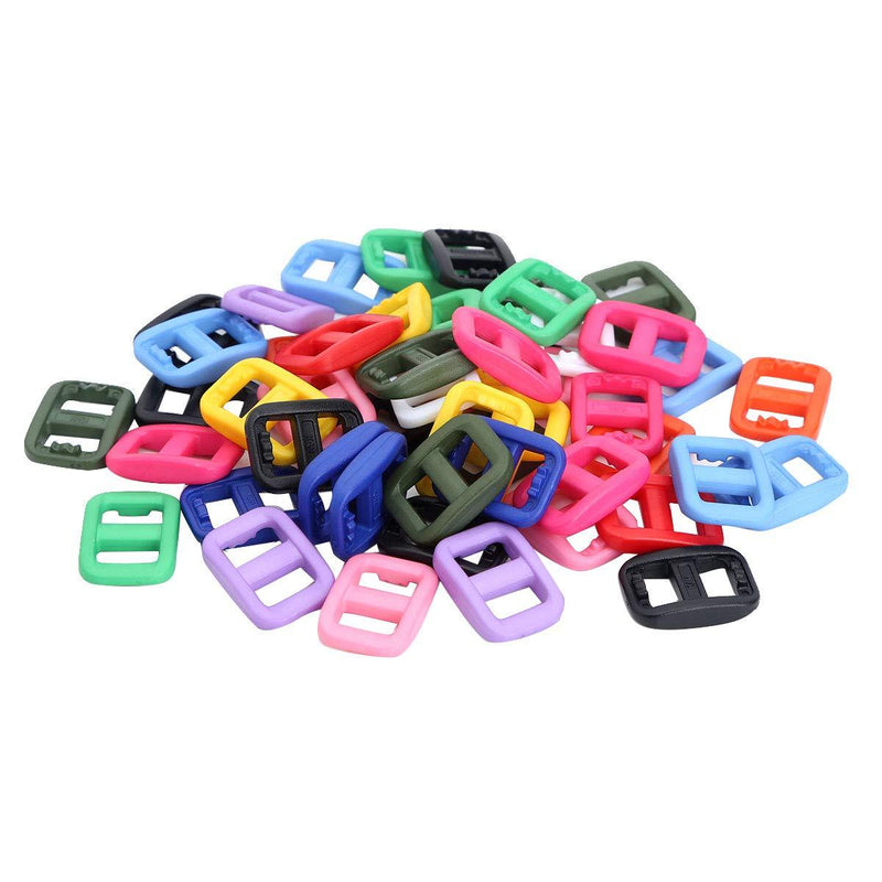 TiaoBug 50Pcs Tri Glide Slides Buckles Adjustable Webbing Sliders Pet Collar Buckle Clasp Fastener for Cat Dog Collar Backpack Straps Paracord Random Color One Size - PawsPlanet Australia