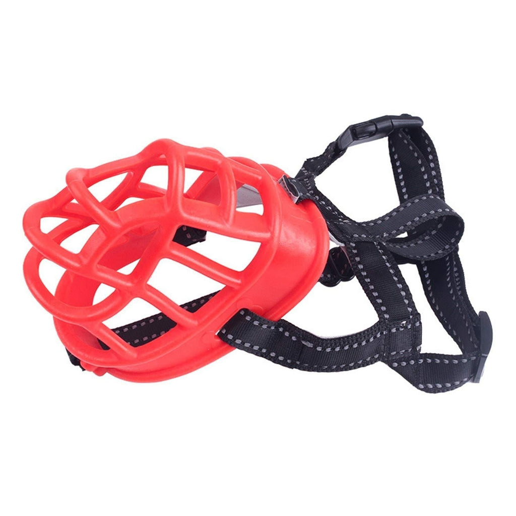 PETCUTE Dog Muzzle basket muzzle For Dog Anti Eating Prevent Barking Biting Allow Drinking Soft Plastic for Small Medium Large Adjustable Straps Breathable M Red - PawsPlanet Australia