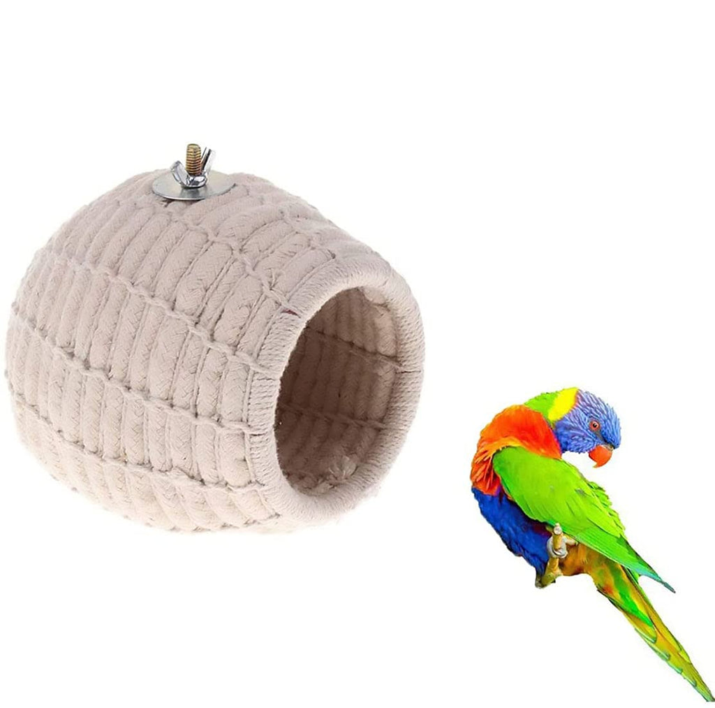 Jmiao Bird House-Natural Bird Nest Cage House Hatching Breeding Cave Feeder Toy for Parrot, Canary?Cockatiel?Other Birds (Screw, Cotton Weave) Screw - PawsPlanet Australia