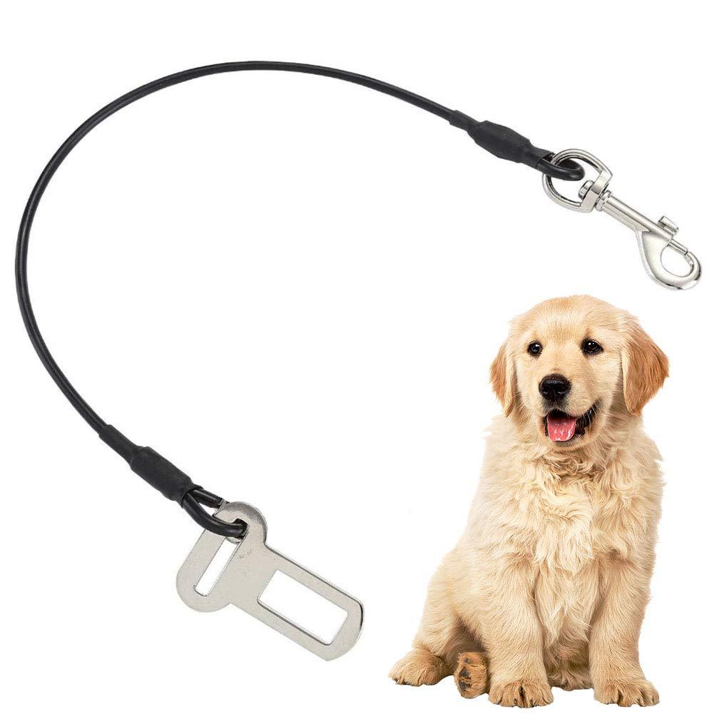 YUIP Chew Proof Dog Car Seatbelt Safety Restraint Pet No-Chew Tether Cable Stainless Steel Dog Leashes Rope Puppy Vehicle Seat Belt with Double Clip and Latch Attachment - PawsPlanet Australia