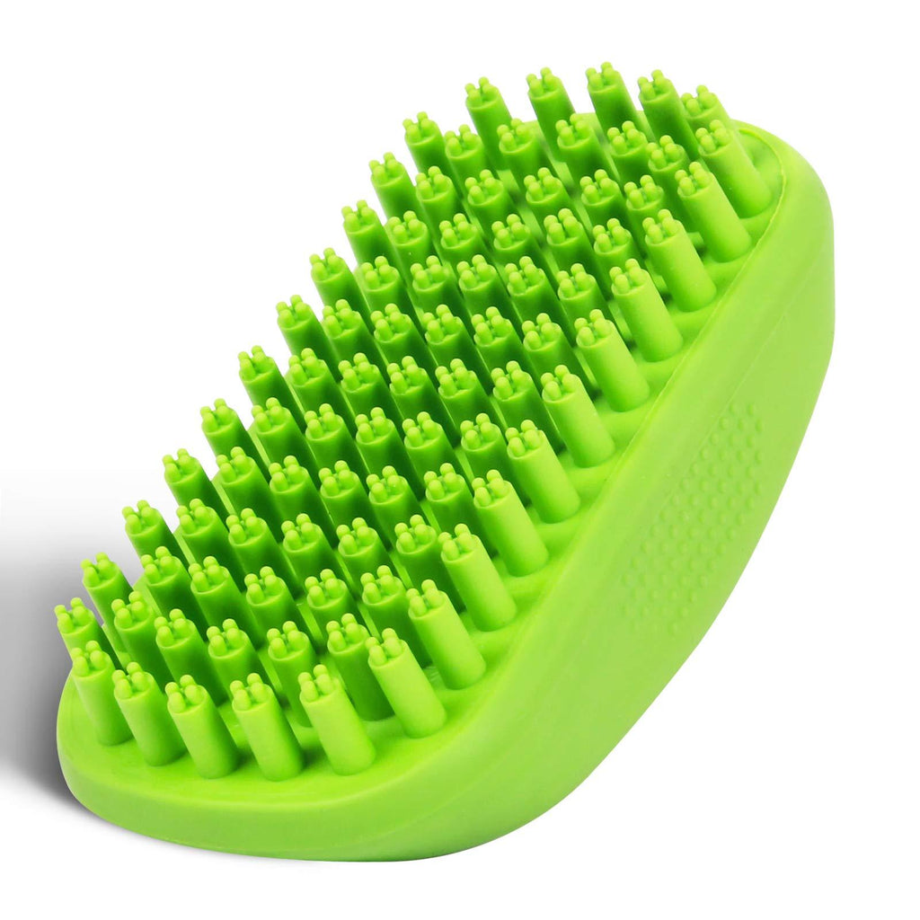Premium Pet Shampoo Brush Great Grooming Curry Comb for Soothing and Massaging Dogs, Cats, Horse with Short or Long Hair - Soft Rubber Bristles Shedding/Washing Brush Gently Removes Loose & Shed Fur - PawsPlanet Australia