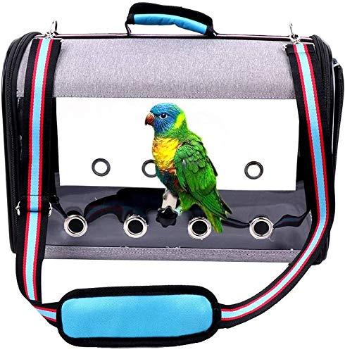 IDAS Bird Travel Cage,Light weight Transparent Bird Travel Carrier,PVC Transparent Parrots Travel Cage Breathable Pet Birds Bag Backpack with Shoulder Strap and Wooden Stick Stand (Blue) Blue - PawsPlanet Australia