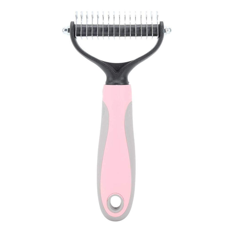Pet Hair Comb, Dog Cat Fur Hair Knot Cutter Rake Pet Grooming Dematting Comb Tool Kit for Removes Loose Undercoat Knots Mats and Tangled Hair(L-Pink) L Pink - PawsPlanet Australia