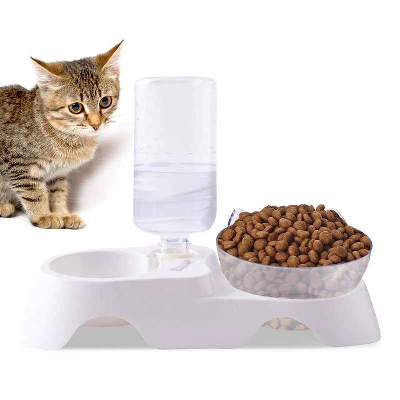 PETCUTE Raised Cat Bowl Elevated Cat Dog Food Bowl Plastic Pet Water Fountain with Stand 15°Tilted Platform and Bottle No Spill for Cats And Small Dogs Water bottle bowl - PawsPlanet Australia