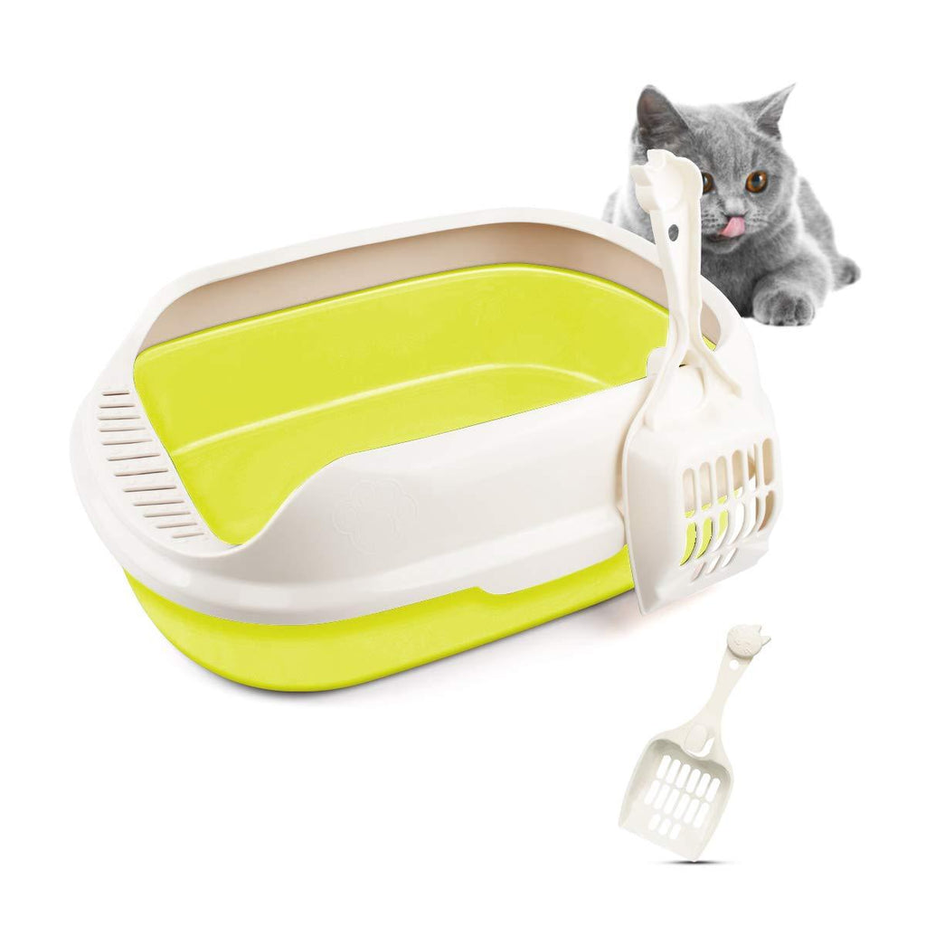 T-Buy Cat Litter Box,Cat Litter Tray,Cat Sand Basin,Semi-Enclosed Anti-Splash Detachable Pet Cats Sand Litter Box Green - PawsPlanet Australia