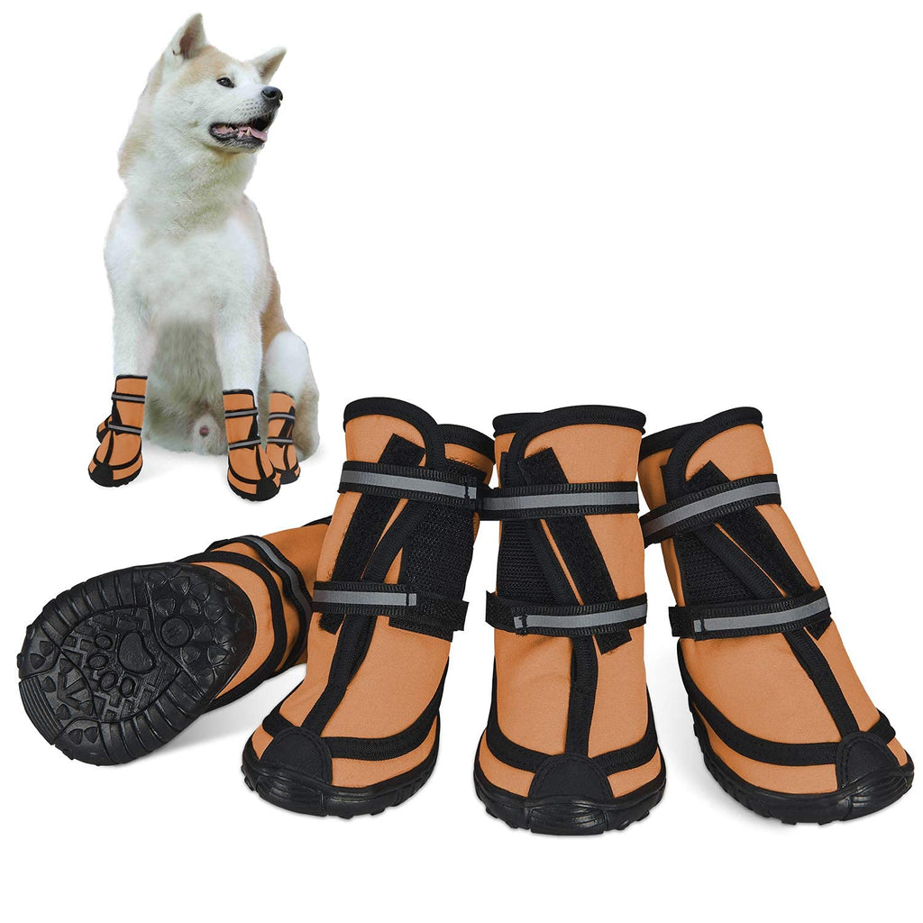 Protective Dog Boots Waterproof Set of 4, Anti-Slip Pet Dog Shoes with Adhesive Buckle Reflective Straps Dog Shoes Warm Wear-resistant for Medium Large Dogs Winter Walking Outdoor Orange M - PawsPlanet Australia