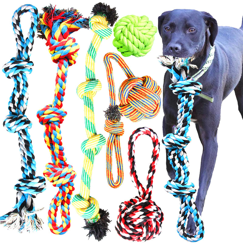 Youngever 6 Pack Large Dog Rope Toys, Dog Chew Toys, Dog Toys for Large, XL Large Dogs - PawsPlanet Australia