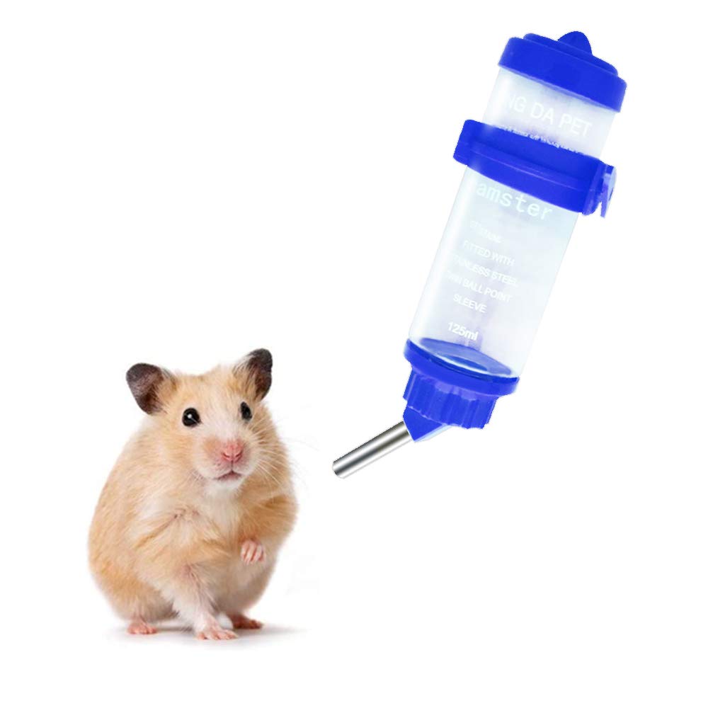 WishLotus Hamster Dispenser Bottle, No Drip Plastic Hanging Water Bottle 125ml Automatic Water Bottle Dispenser Cage Bowl with 2 Rolling Ball for Small Animal Guinea Pig, Gerbil, Chinchilla (Blue) Blue 2 Balls - PawsPlanet Australia