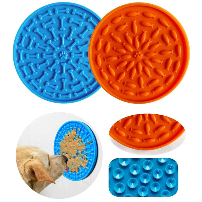 TIANTIAN 2Pack Dog Lick Mat 8Inch Peanut Butter Mat Slow Treat Dispensing Mat for Dog Washing Distraction Device Training Color B - PawsPlanet Australia