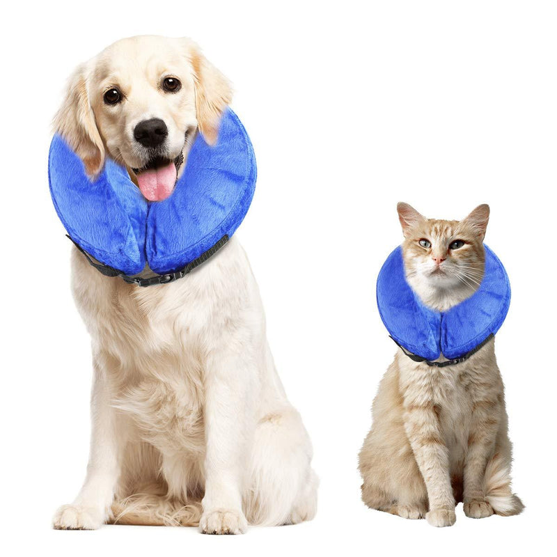 NCONCO Dog Cone Collar Soft, Inflatable Pet Collar Dog Cat Wound Healing Anti Bite Protection Blue-L - PawsPlanet Australia
