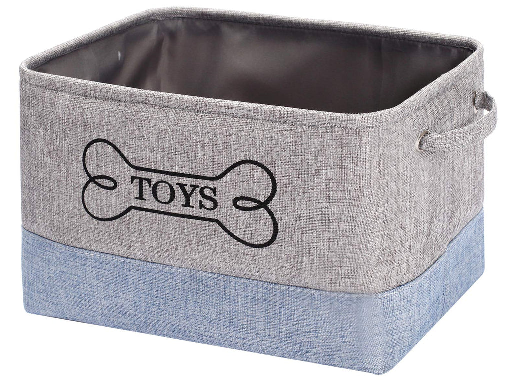 Geyecete Dog Toys Storage Bins Canvas Stitching pet Baskets,with Outside handle handle,Organizer Storage Basket for Sorting Toys, Clothes and Books-Gray/Blue Gray/Blue - PawsPlanet Australia
