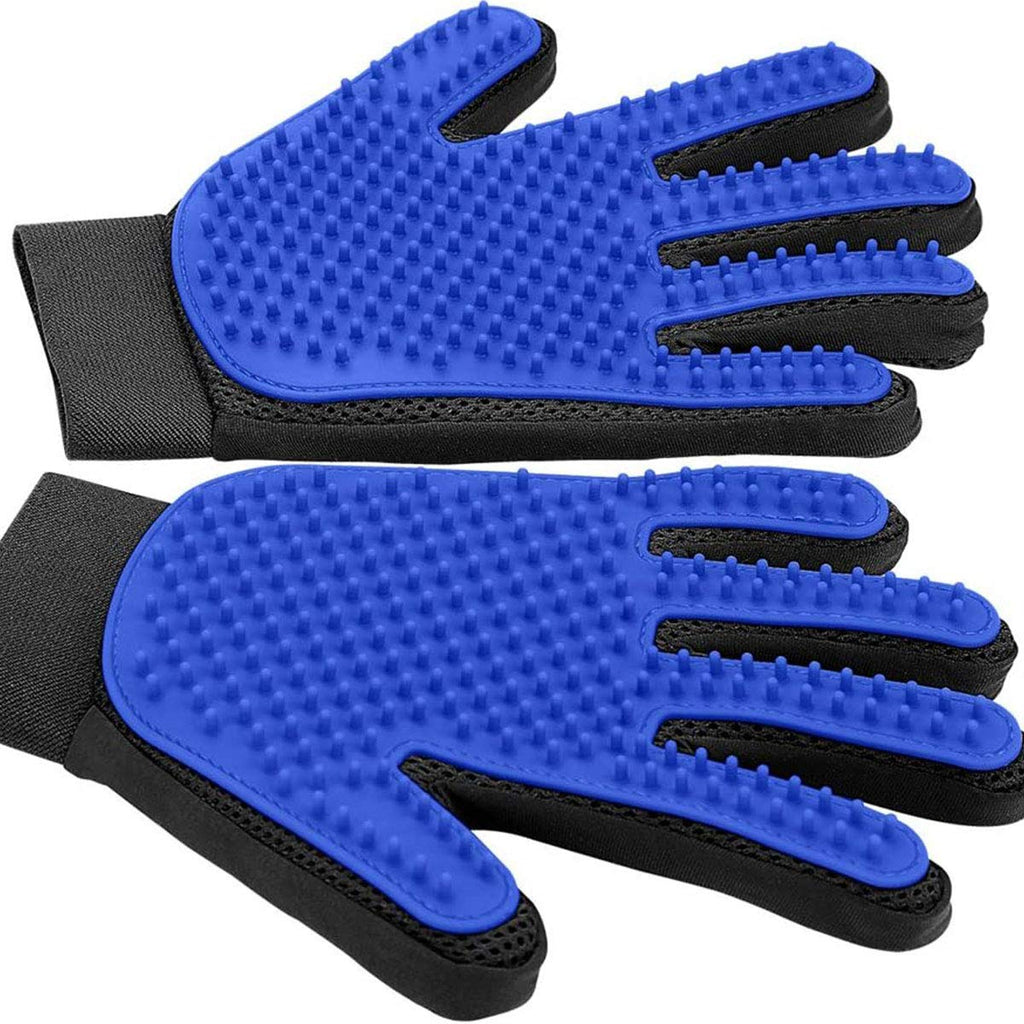 Pet Grooming Glove,Soft Silicone Head Breathable Mesh Cat and Dog Massage Hair Removal Brush Mitten Blue 1Pair - PawsPlanet Australia