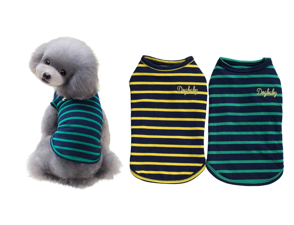 YAODHAOD 2-Pack Cotton Striped Dog Shirt Pet Clothes Puppy T-Shirts Cat Tank Vest Tee Breathable Stretchy for Small Extra Small Medium Dog or Cat (S) S - PawsPlanet Australia