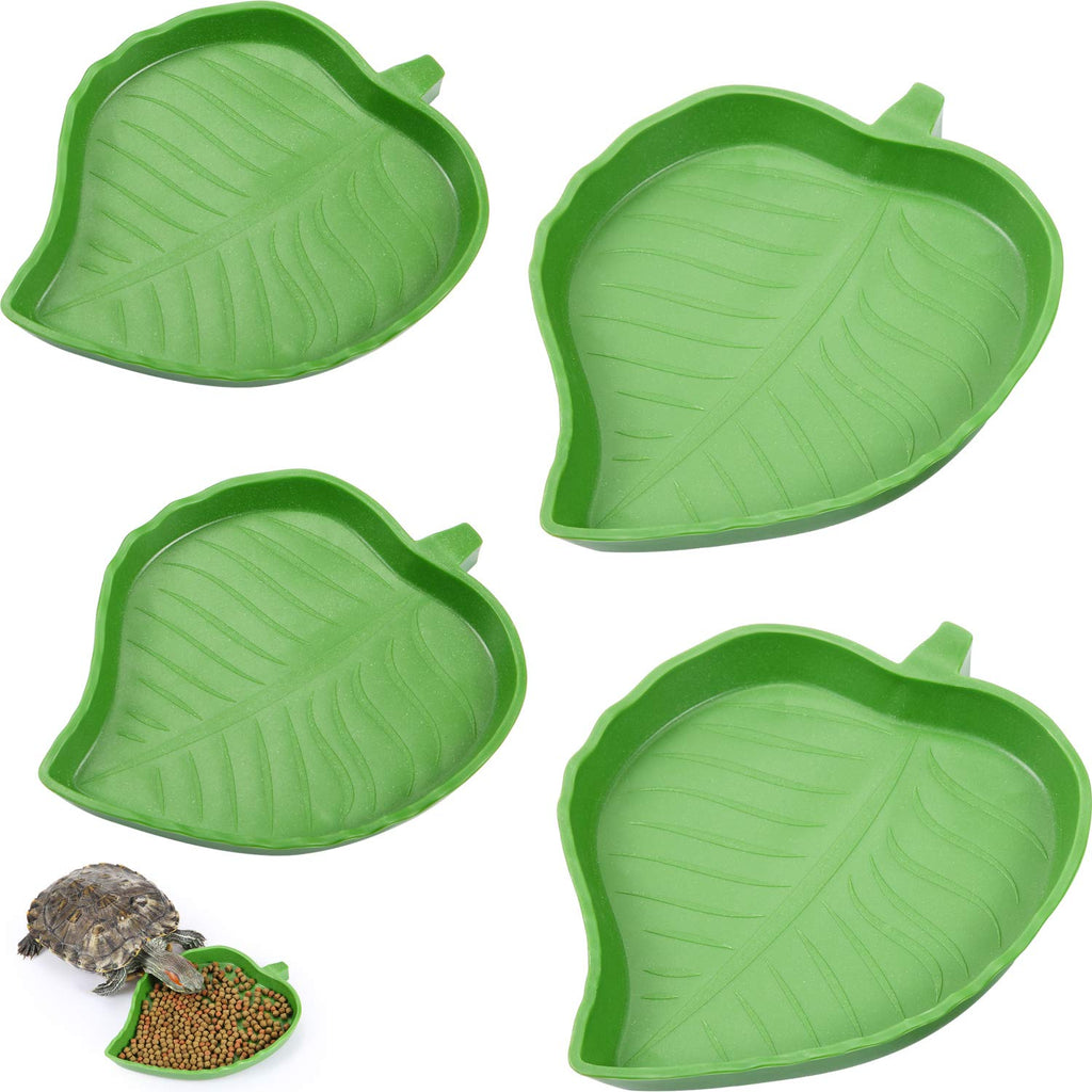 4 Pieces Leaf Reptile Food Water Bowl Plate Dish for Tortoise Corn Snake Crawl Pet Drinking and Eating, 2 Sizes - PawsPlanet Australia