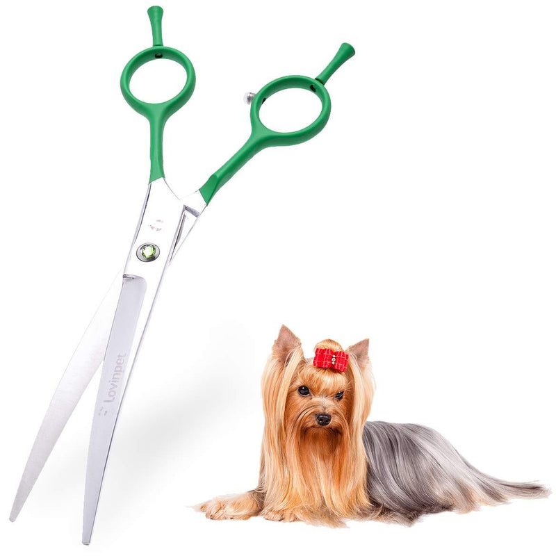 LovinPet Dog Cat Grooming Scissors,Pet Scissors, 7" Pet Gromming Curved Scissors/Safety Blunt Tip Curved Pet Shear for Pet Groomer Family Green - PawsPlanet Australia