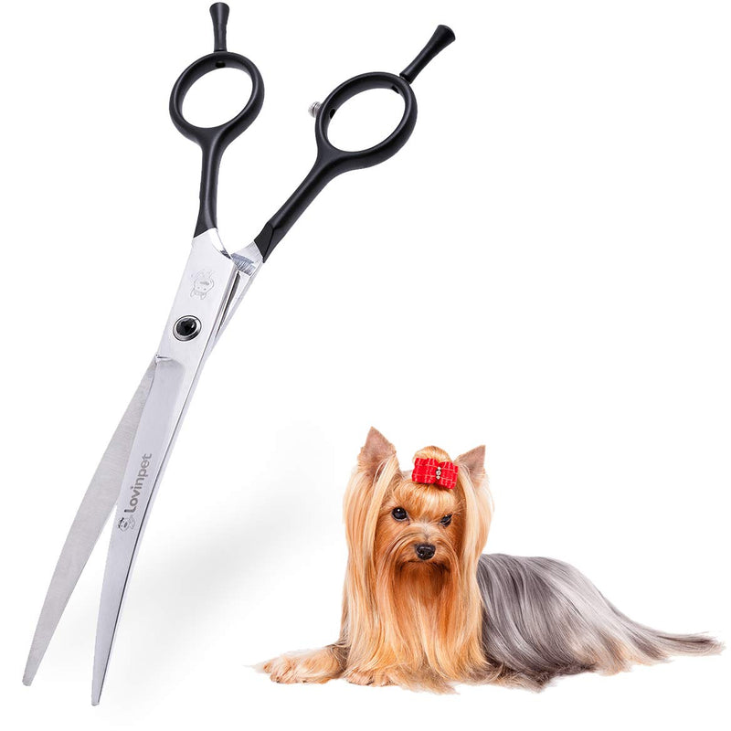 LovinPet Dog Grooming Scissors, Curved Cat Grooming Scissors, Easy Save Time, Safety Blunt Tip Upgrade For Pet Groomer Family Daily Use Black - PawsPlanet Australia