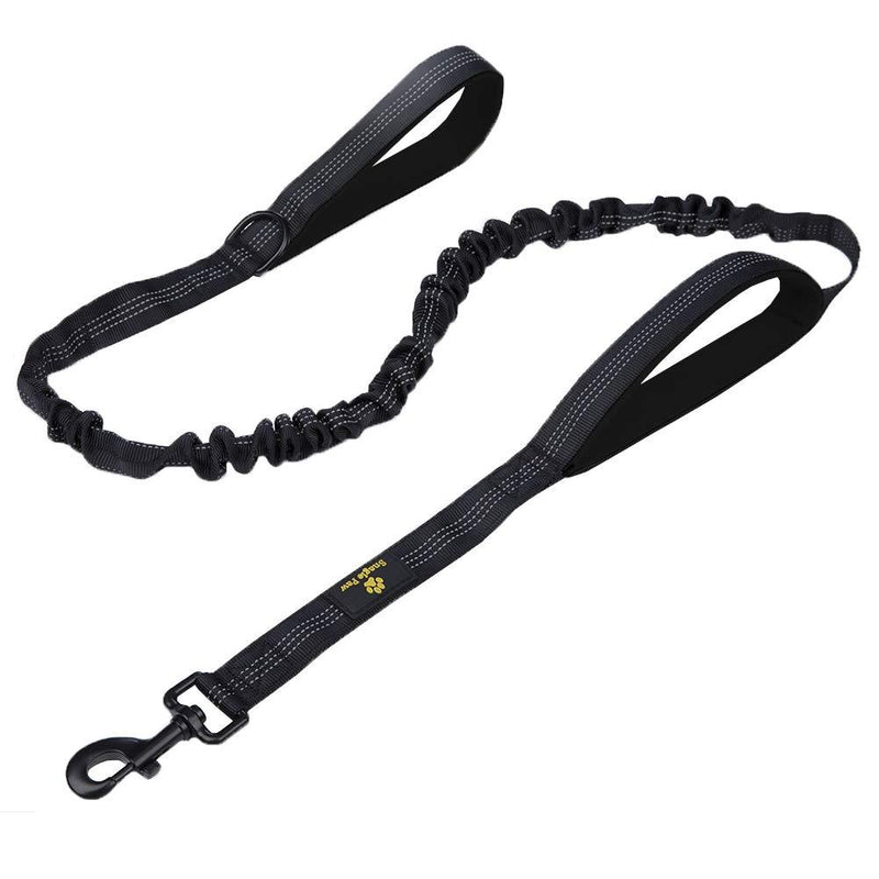 Dog Leash Bungee Double Handle,Shock Absorbing Reflective Elastic Bungee Lead Soft Double Padded 2 Handles for Traffic Safety Control Training, Perfect for Medium to Large Dogs,Black Black - PawsPlanet Australia