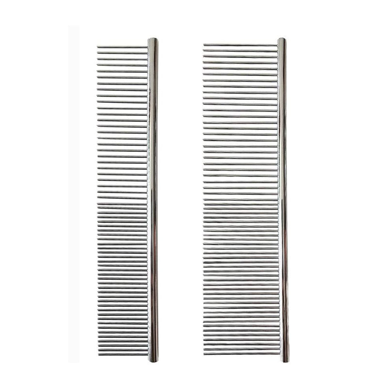 N-A Pet Comb, 2Pcs Stainless Steel Combing Tool for Dog and Cat Long Hair Comb (19 x 3.5 cm, 19 x 5 cm) - PawsPlanet Australia