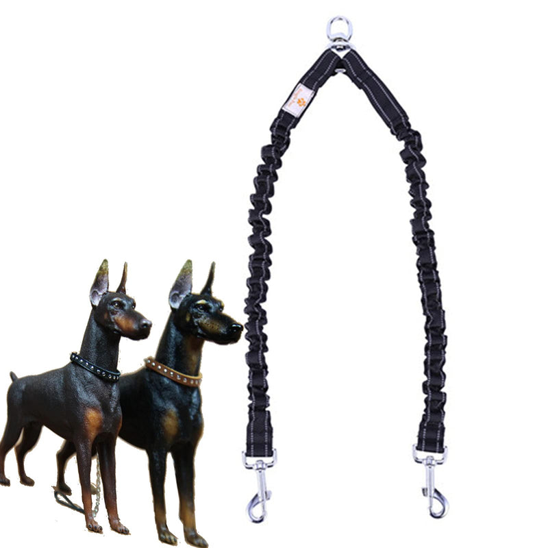 Snagle Paw Double Dog Lead,Tangle Free Bungee Dog Leash, Double Dog Walking & Training Leash, Shock Absorbing Reflective Elastic Lead Walk 2 Dogs with Ease for Large Dogs - PawsPlanet Australia