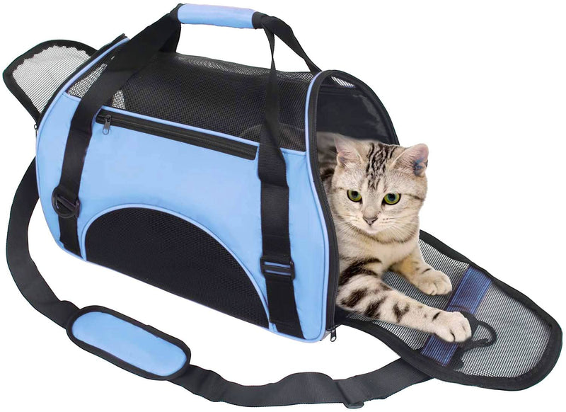 DAWOO Cat Carrier Airline-Approved Travel Pet Carrier,Dog Carrier,Suitable for Small and Medium-Sized Cats and Dogs (43 * 20 * 28cm,Blue) 43*20*28cm,Blue - PawsPlanet Australia