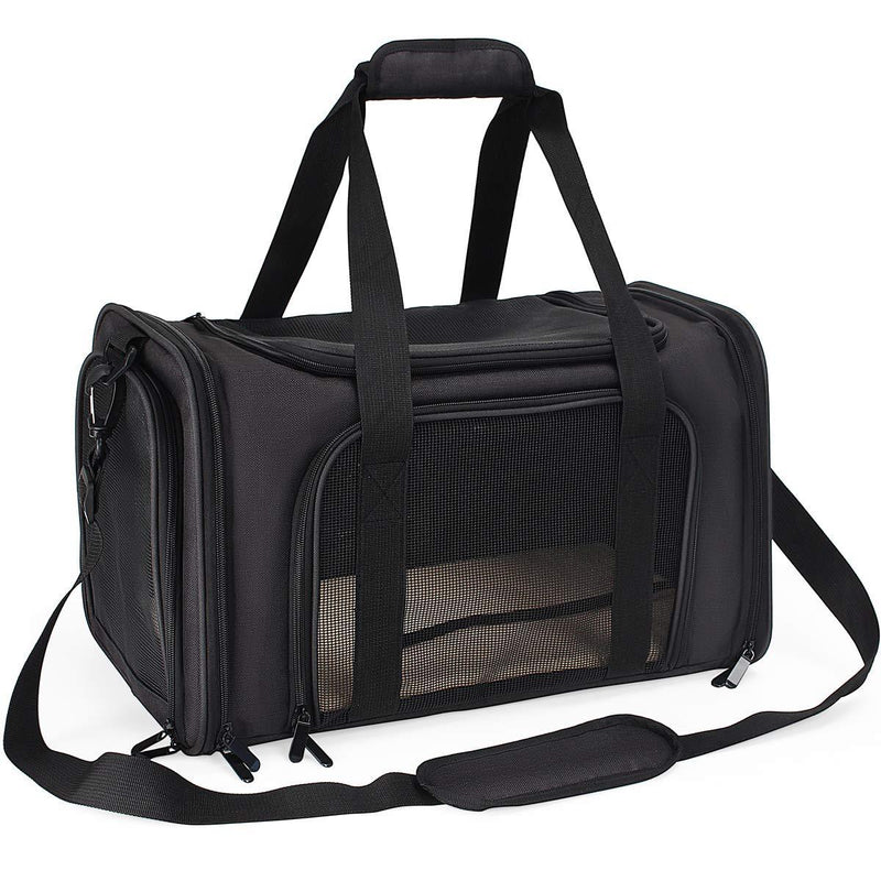 DAWOO Cat Carrier Airline-Approved Travel Pet Carrier,Dog Carrier,Suitable for Small and Medium-Sized Cats and Dogs (45 * 28 * 29cm,Black) 45*28*29cm,Black - PawsPlanet Australia