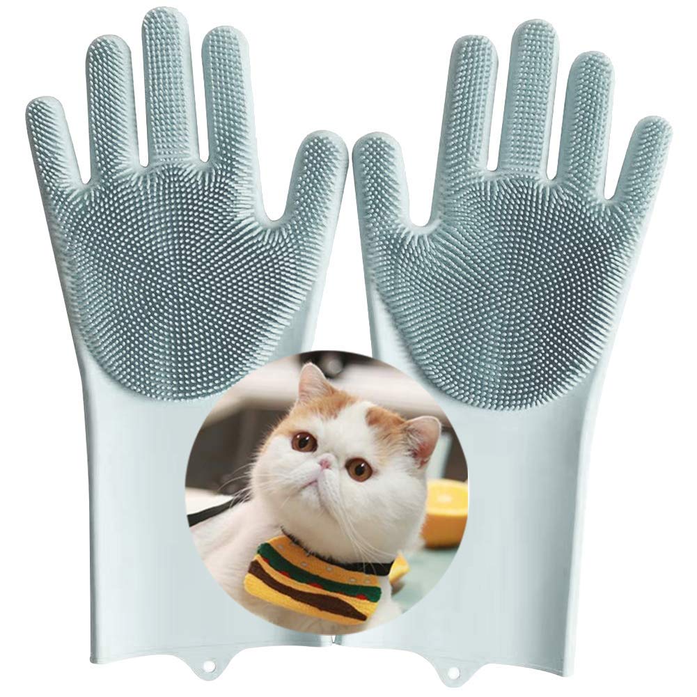 JOYISEN Grooming Gloves Pet Bathing Gloves with High Density Teeth Hair Removal Silicone Gloves for Cats Dogs - PawsPlanet Australia