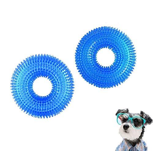 DARENYI 2 Pcs Puppy Chew Rings Dog Squeaky Toys Non-toxic Soft Dog Chew Toys for Small Dogs Puppy Teething Ring Toys for Aggressive Chewers Dental Teething Cleaning - PawsPlanet Australia
