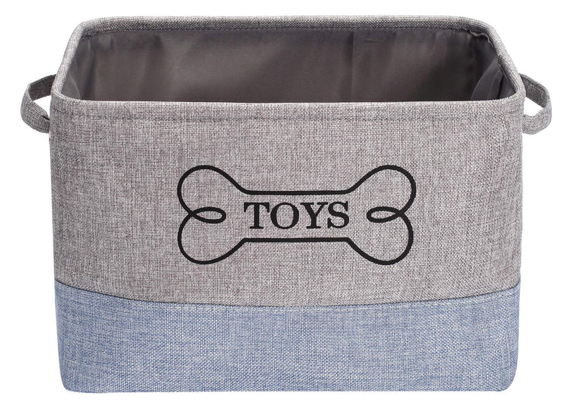 Morezi Durable canvas dog toy basket with handle, toy dog storage, doggie toy bin - Perfect for carry small dog puppy toys, blankets, chew toy, leashes and stuff - GrayBlue Gray Blue - PawsPlanet Australia