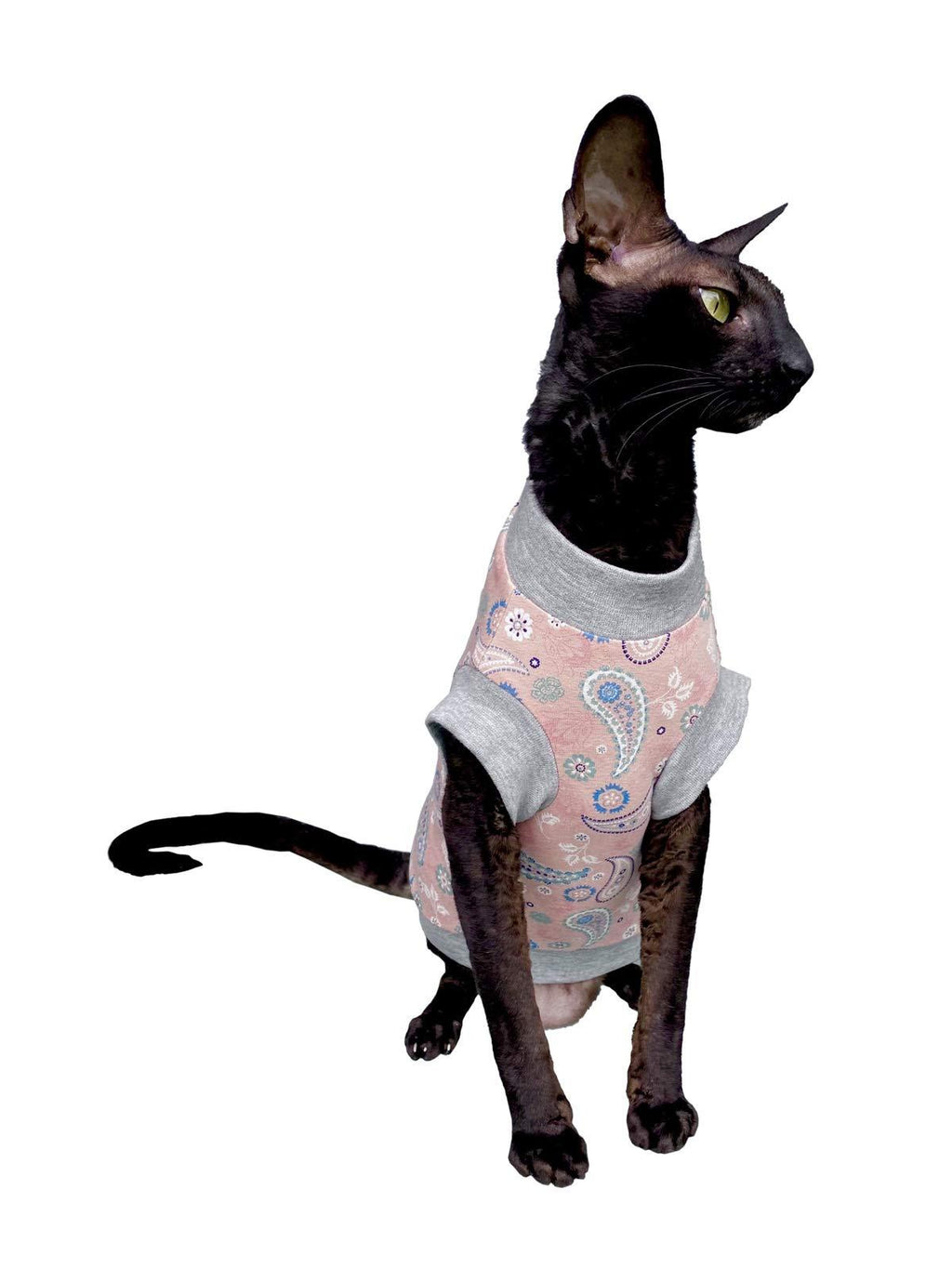 Kotomoda Cat's T-shirt Pink Paisley for Sphynx and naked cats (L) L - PawsPlanet Australia