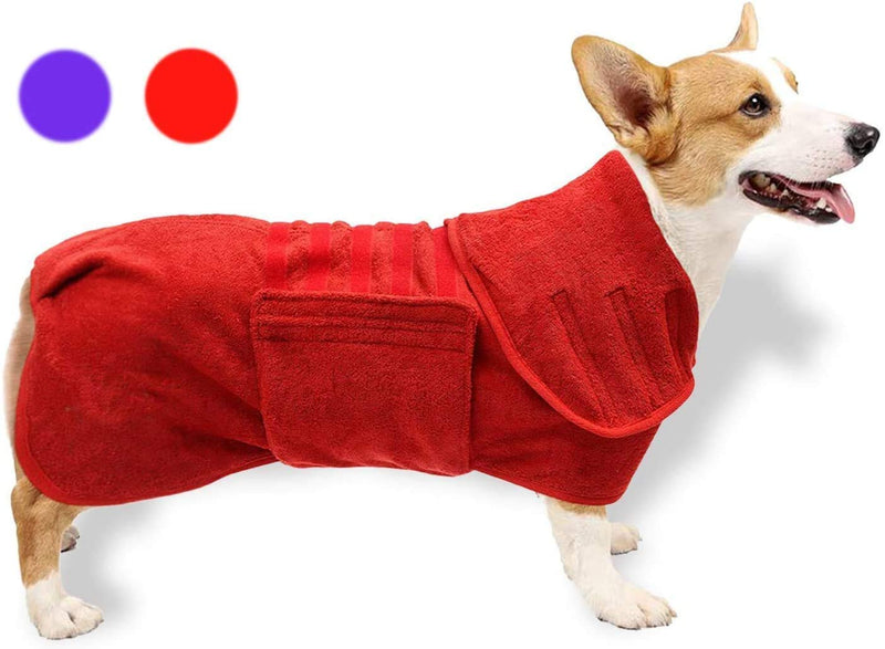 GZGZADMC Dog Drying Coat, Absorbent Dog Bathrobe Towel Adjustable Microfibre Dog Robe Towel, Fast Drying Super Absorbent Pet Dog Dressing Gown, 38-44cm Dog Back Range Red M:38-44cm Back - PawsPlanet Australia