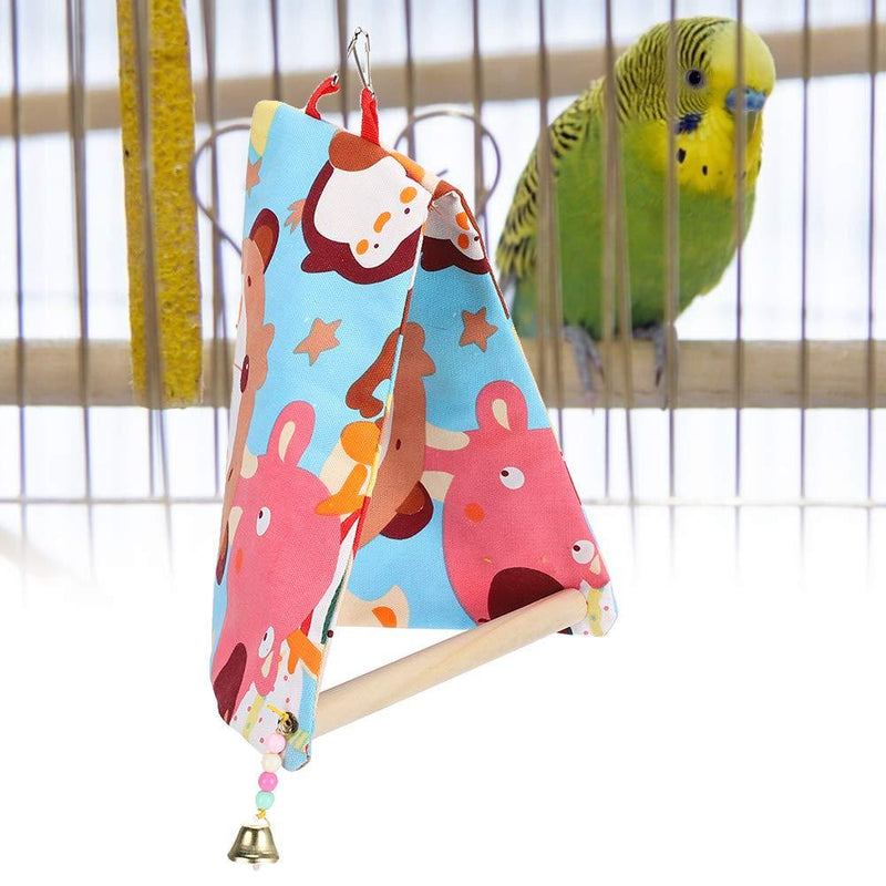 Yinuoday Parrot Swing Nest, Parrot Stand Perch Open Nest Parrot Platform Double Canvas Triangle Wood Shelter Hanging Tent Bird Cage Accessories for Bird Parrot Large - PawsPlanet Australia