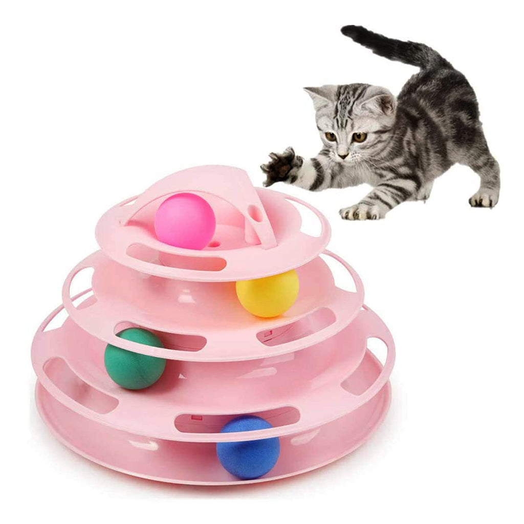 123 Life Cat Toys for Indoor Cats,Interactive Cat Toys,Tower of Tracks Cat Toy,Kitten toys,Cat Treat Ball,Level Tower of Tracks Ball Cat Toy,Cat Toys for Kittens,Detachable Sturdy Anti-Skid (Pink) Pink - PawsPlanet Australia