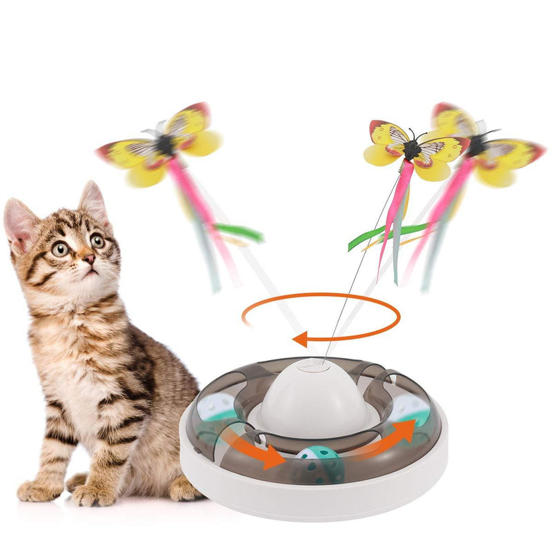 Aceshop Cat Interactive Toy 2 in 1 Cat Ball Toy with 360° Electric Rotating Butterfly and Ringing Bell Ball Cat Indoor Teaser Toys Interactive Cat Toy for Indoor Cats Kitten - PawsPlanet Australia