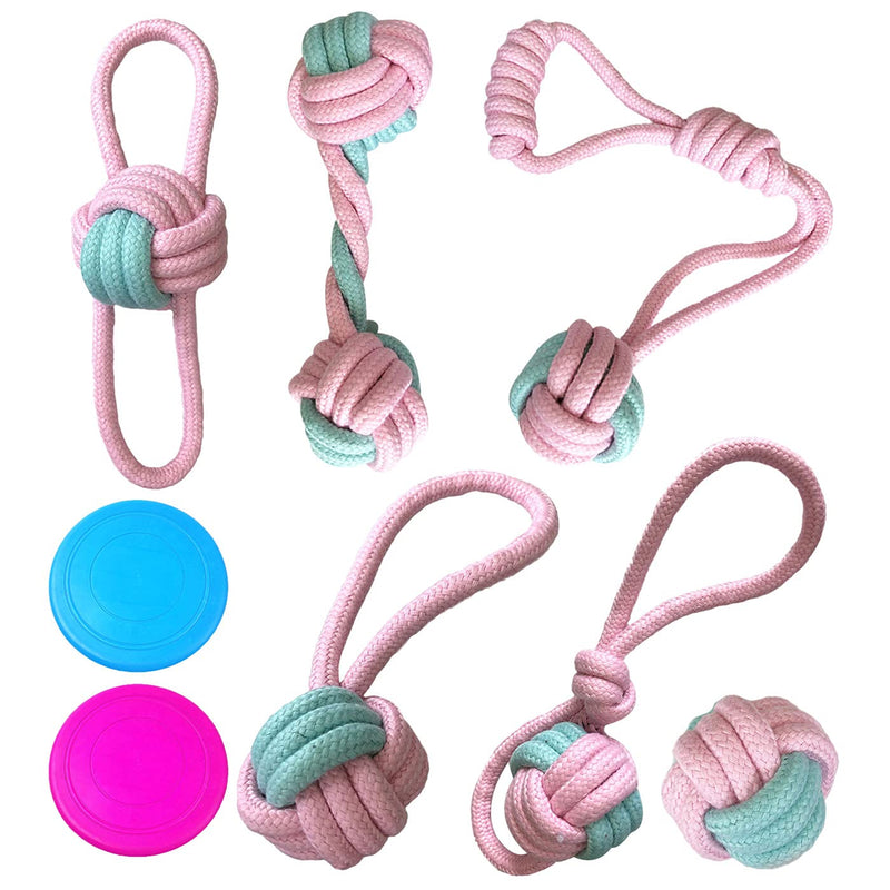Zuzer Dog Toys,Dog Rope Toys,Dog Chew Toys,Cotton Knot Dog Interactive Toy Best Gift for Small/Medium Dogs Set of 8 Toys - PawsPlanet Australia
