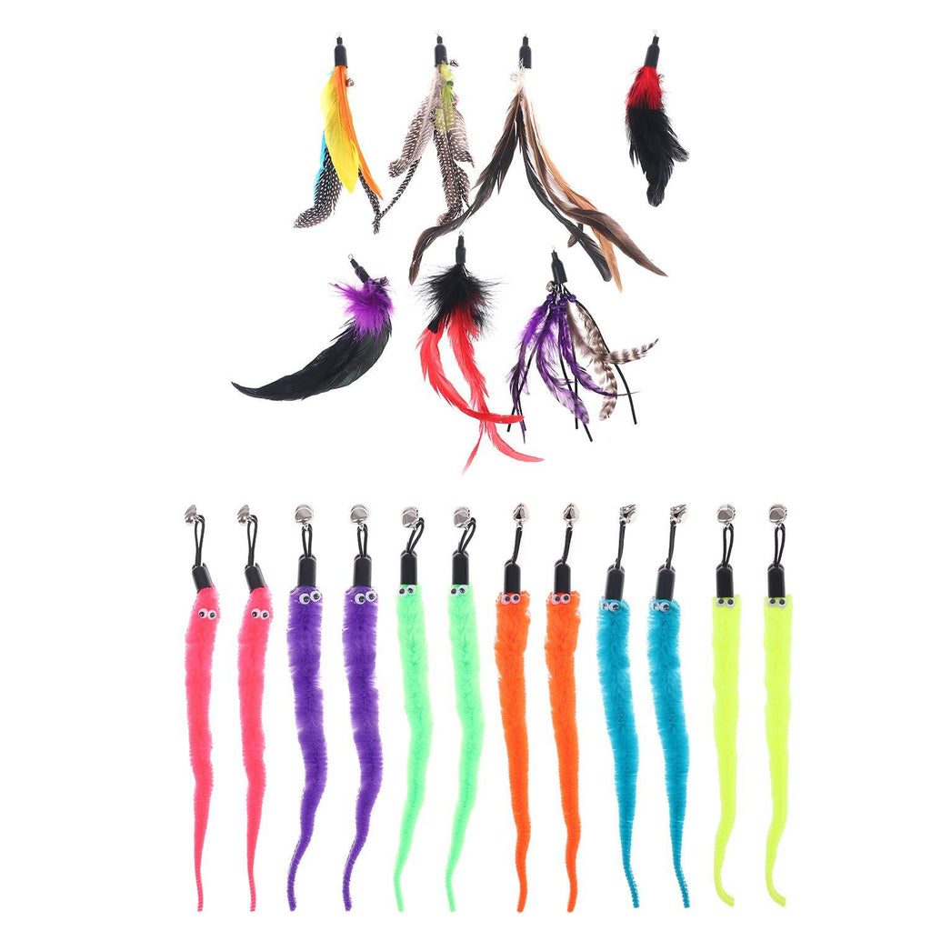 Diyiming Cat Feather Toys Replacement Refills 13 Colors Cat Worm Toy Interactive Cat Toy Cat Catcher Tassel Cat Stick Training Assorted Teaser Refills with Bell for Kitten Having Fun Exercise Playing - PawsPlanet Australia