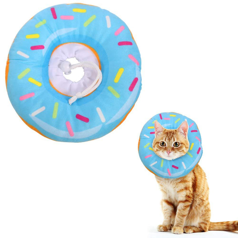 Xinzistar Cat Cone Collar Recovery Collar Pet Kitten Soft Protective Neck Collar After Surgery Adjustable Healing Elizabeth Collar Comfy Cotton Cone (XS, Blue Donut) XS - PawsPlanet Australia