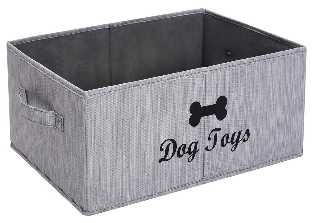 Linen-cotton blend dog toy basket storage, dog toy basket, storage bin for dog stuff - Perfect for organizing dog chew toys, blankets, leashes, coats and diapers - Bamboo Stripe - PawsPlanet Australia