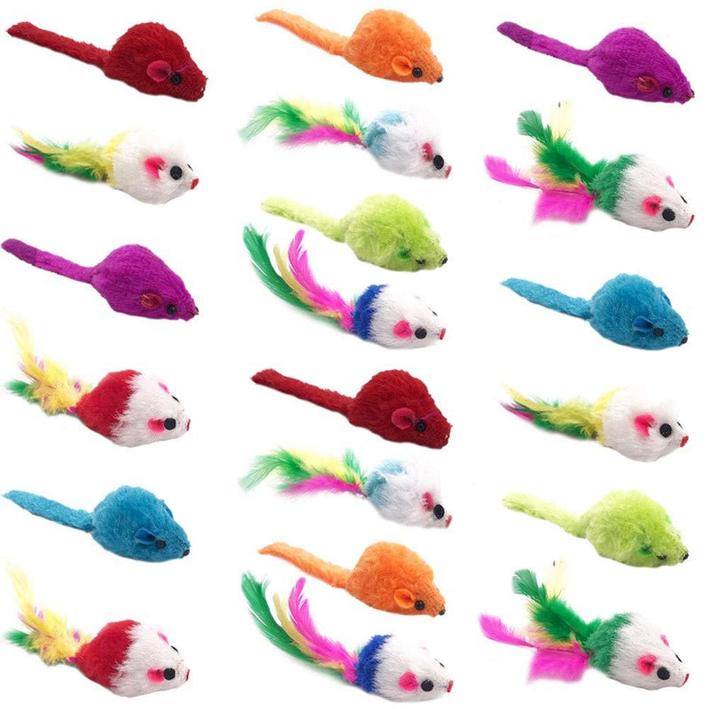 WENTS Cat Mouse Toys Rattle Furry Cat Mice Pet Toys with Rattles for Pet Cat Kitten,Cat Toys Cat Scratch Mouse Pet Cat Toy,Mixed Bag of 20 Play Mice - PawsPlanet Australia