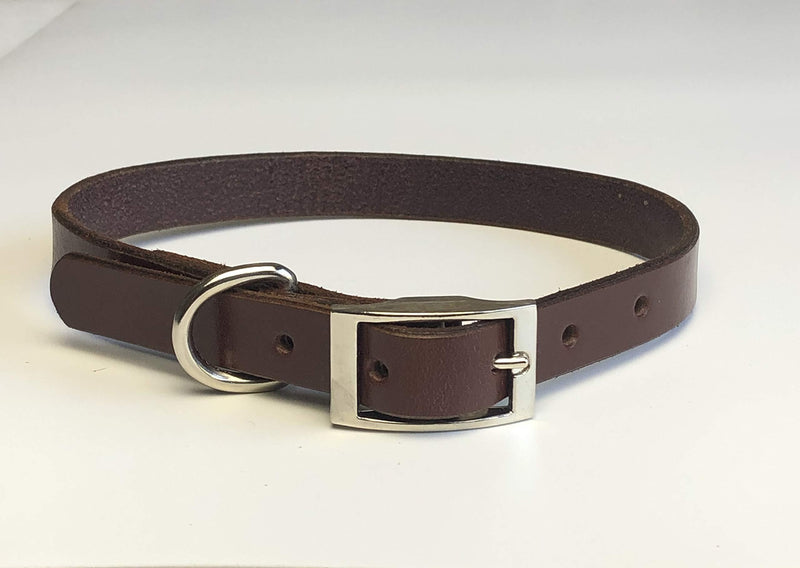 KLASSY K9 AUSTRALIAN NUT (MAHOGANY BROWN) ITALIAN BRIDLE LEATHER LUXURY HANDMADE DOG COLLAR MEDIUM 16"-20" 40CM-50CM WITH CHROME ACCESSORIES AND RIVETS - PawsPlanet Australia