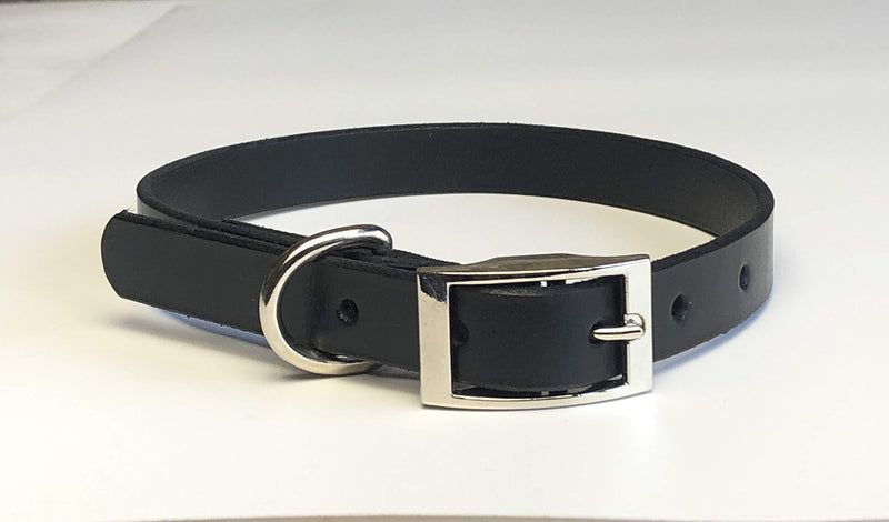 BLACK ITALIAN BRIDLE LEATHER LUXURY HANDMADE DOG COLLAR MEDIUM 16"-20" 40CM-50CM WITH CHROME ACCESSORIES AND RIVETS - PawsPlanet Australia