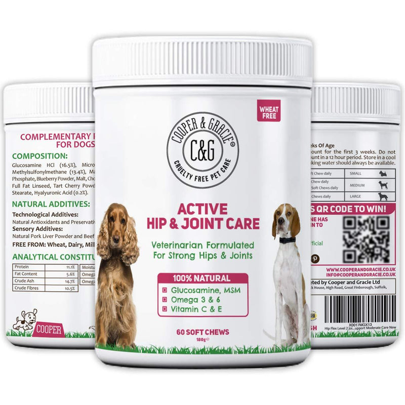 C&G Pets | ACTIVE HIP AND JOINT CARE FOR DOGS 60 SOFT CHEWS | SUPPORTS STRONG HIPS AND JOINTS | 100% NATURAL VITAMINS AND MINERALS | GLUCOSAMINE AND MSM | VETERINARIAN FORMULATED Dog Active Hip & Joint Care - PawsPlanet Australia