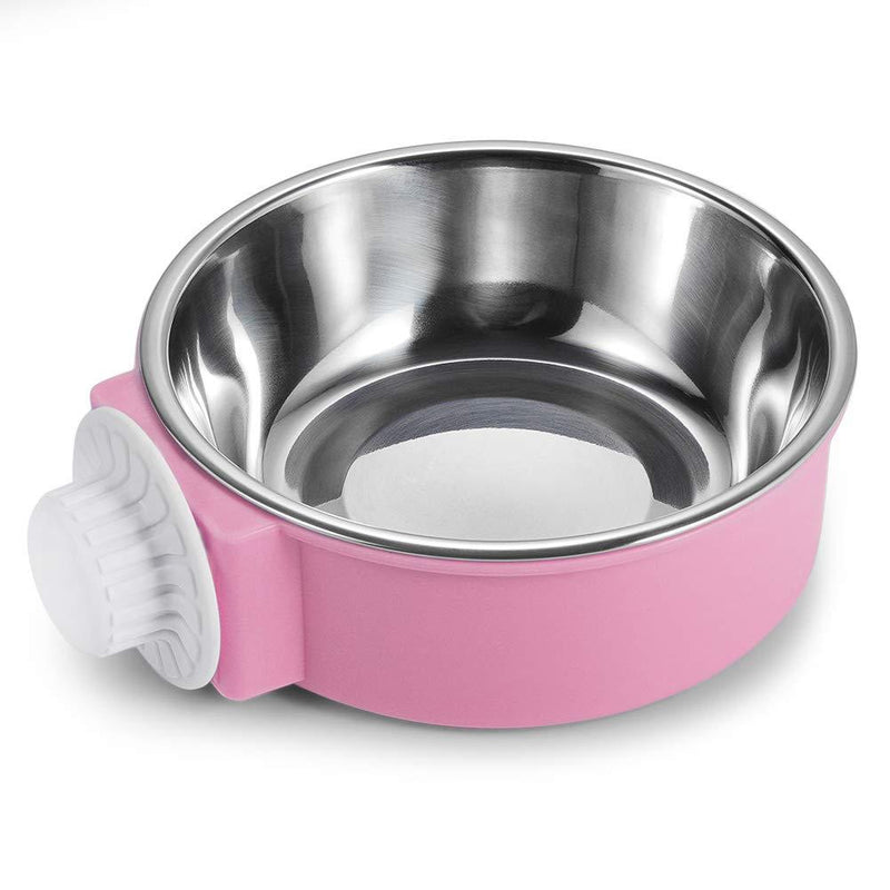 Crate Dog Bowl Stainless Steel Removable Food Bowl Feeder Pet Drink Water Dish Hanging on Cages for Puppy Cat Parrot Bird Pink - PawsPlanet Australia